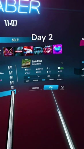 Day 2 of hitting a cube for every day on crab rave until I beat it #vr #fyp #beatsaber