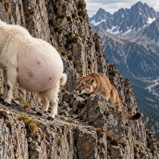 Pregnant Mountain Goat Takes a Risky Escape Across a Deep Canyon | Wildlife Documentary #wildlifedocumentary #mountaingoat #puma