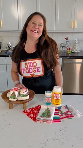 DIY Holiday Soaps. Made with Napkin Decoupage. #handmadegifts #diychristmas #crafts #napkindecoupage #modpodge | Handmade Happy Hour with Cathie Filian