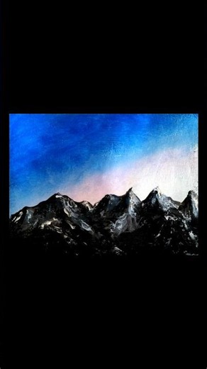 Abstract Painting Depicting Snowy Mountains During Twilight #tutorial #acrylicscenery #painting