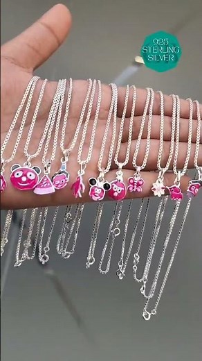 Cute Baby Silver Chain 😍 | Enamel Character Kids Chain (14 Inch)
