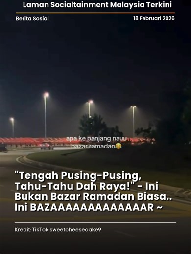 Wah punya lah panjang, kalau macam ni.. Tak ada istilah “pusing pusing dulu”. Kalau nak beli, beli sekarang 🤣 Menurut kapsyen owner, tapak ni dekat Bandar Tasik Puteri, Rawang Kredit: TikTok @sweetcheesecake9 P/s: Video di atas bukan hak milik Lobak Merah dan kami telah meletakkan kredit kepada pemilik video. Sekiranya anda ingin menurunkan sebarang video, Sila DM kami dalam kadar segera. Terima Kasih! Jangan lupa untuk Like, Comment. Share dan Follow Lobak Merah! 🧡 Terima Kasih! #fyp #news #t