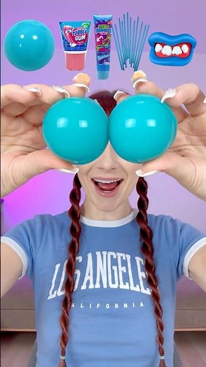 ASMR Eating Only Blue Candy Jelly, Lollipop, Bubble Gum #mukbang