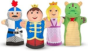 Melissa & Doug Palace Pals Hand Puppets (Set of 4) - Prince, Princess, Knight, and Dragon