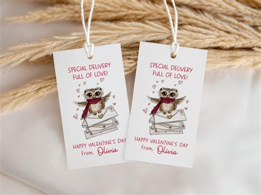 Editable Owl Gift Tag, Classroom Valentine Printable, Digital Download - 119 - Etsy
