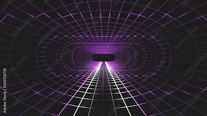 In out flight through neon lights energy grid net cyber retro VR tunnel motion graphics animation background new quality futuristic vintage style cool nice beautiful video footage