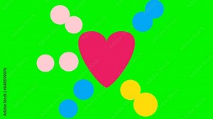 Chroma key green screen animation red heart love tiktok live broadcast. pulsating display