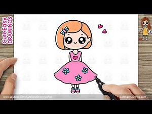 How to Draw a Cute Girl Barbie - Step by Step Easy for Kids and Beginner