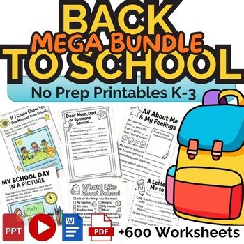 Back to School Activities Bundle Worksheets Coloring SEL First Week Classroom