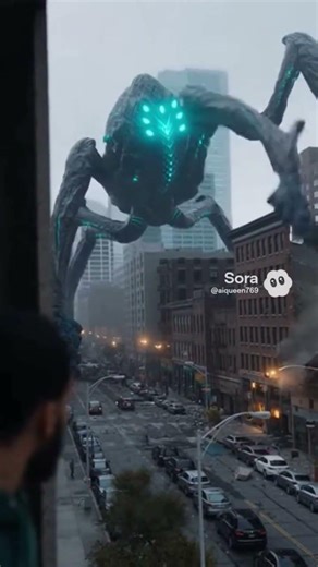 the gaint elien spider destroing the city #ai