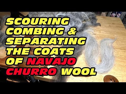 Scouring, combing and separating coats of Navajo Churro sheep wool. Camaj School of Fiber Arts
