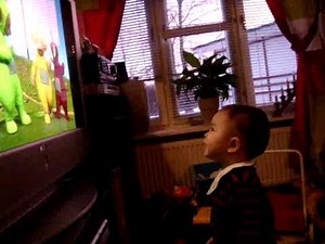 Liam watching Teletubbies