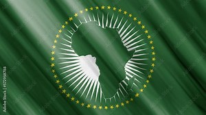 official waving flag of African Union, Union africaine, 4K