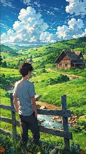 Peaceful Anime Countryside 🌿 Relaxing Studio Ghibli Inspired Landscape | Calm Nature Cinematic Scene