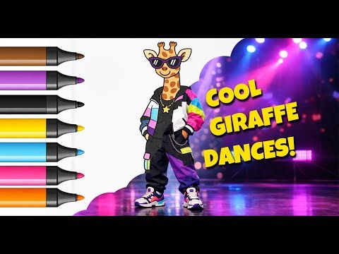 🎨 Kids Coloring Fun with a Cool Giraffe! 🦒✨🎶