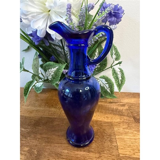 Vintage Avon Cobalt Blue Glass Pitcher Vase – Classic Curved Handle Retro Decor - Etsy