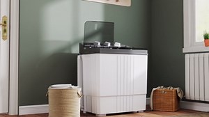 COSTWAY Portable Washing Machine, Twin Tub 20 Lbs Capacity with Drain Pump, Laundry Washer 12 Lbs and Spinner 8 Lbs with Timer Control, Perfect for Apartment Dorm RV, Black+White