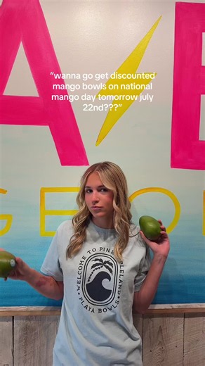 come to PLAYA BOWLS SPRINGBORO on 7/22 for $2 off all mango bowls!! #playa #mango #national #bowl #fyp