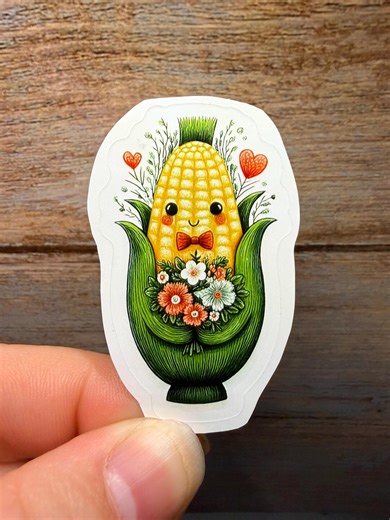Cute Corn Sticker | Kawaii Vegetable Vinyl Sticker | Cottagecore Farm Garden Art - Etsy