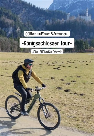 E-Bike Traumrunde im Allgäu 🚵🏽‍♂️🏰 Die Tour der Königsschlösser rund um Füssen und Schwangau gehört zu den schönsten E-Bike-Routen der Region. Vorbei am Bannwaldsee, mit Panorama an der St. Peter Kapelle und Blick über den Forggensee. Der sportliche Teil folgt beim Anstieg zur Drehhütte mit ordentlich Höhenmetern – oben wartet dafür eine perfekte Hütteneinkehre 🍽️⛰️ Zum Abschluss geht’s noch vorbei an Schloss Neuschwanstein, Schloss Hohenschwangau und entlang des Alpsees. 40 km | 650 hm | ca