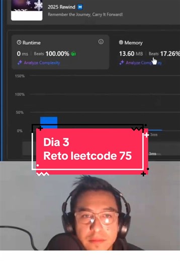 Día 3/75 reto leetcode . Tema : listas ligadas . Pd. Hay una forma de resolverlo sin usar array, si sabes cómo . Comenta la solución #dsa #software #leetcode #interview