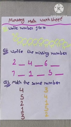 nursery maths summar vacation work sheet