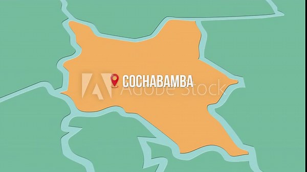 Mapa de Bolivia con división política resaltando el Departamento Cochabamba