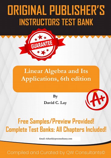 Linear Algebra and Its Applications, 6th edition David C Lay Test Bank