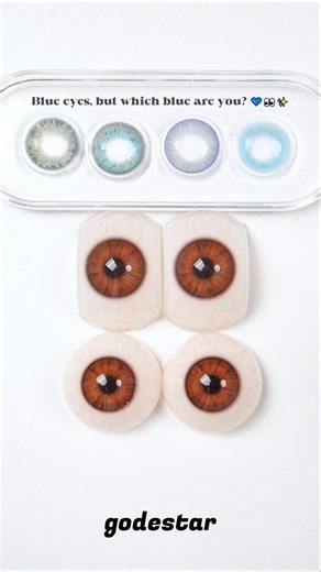 Godestar Colored Contacts 💙 4 Blue Shades for Brown Eyes | Which Blue Is Yours?
