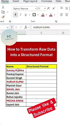 How to Convert Unstructured data into Structured Format #exceltips #exceltricks #exceltutorial #data