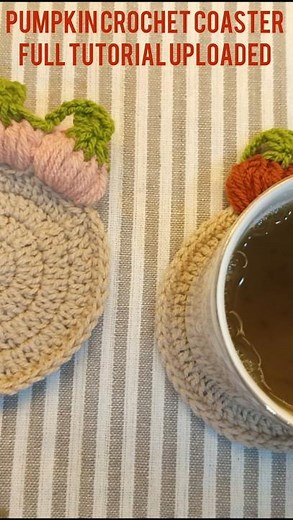 pumpkin crochet coaster tutorial uploaded @Cherrycrochet786