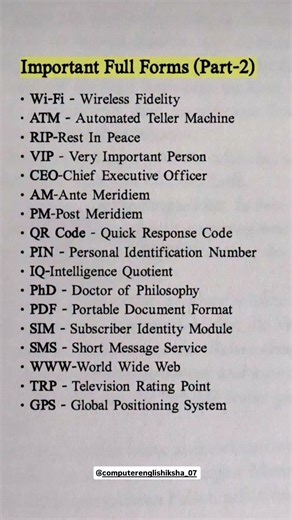 learn Full form for free on @computershiksha_07#fullform #shortsfeed #fypage#vocabulary#foryou
