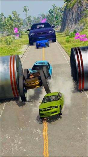 Cars Bollard Crash Part 37 - BeamNG.Drive #shorts