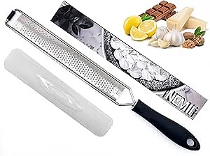 Pro Lemon Zester & Cheese Grater. Perfect for Lemon Zest, Parmesan Cheese, Garlic, Ginger, Chocolate, Nutmeg, and More. Stainless Steel body & Dishwasher Safe
