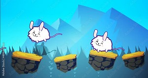 rabbit animation video jumping on for game, animation, education and commersil