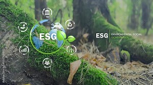 ESG, green energy, sustainable industry. Environmental, Social, and Corporate Governance concept.4k video