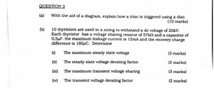 Question 3(a) With the aid of a diagram, explain how a TRIAC ... | Filo