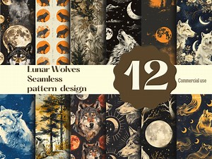 Celestial Wolves Seamless Pattern, Enchanting Silhouettes in Moonlit Night Sky for Digital Paper, Wallpaper, Fabric Printing, and DIY Crafts - Etsy