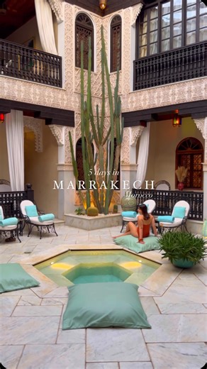 Marrakech in 5 Days 🇲🇦🌵🌞 💌 Day 1: Discover the Medina - Koutoubia Mosque - Saadian Tombs - Lunch at Nomad - Bahia Palace - Jemaa el-Fnaa - Dinner at Le Jardin de Lotus 🌺 Day 2: Gardens and Palaces - Jardin Majorelle - Yves Saint Laurent Museum - Menara Gardens - Lunch at Le Jardin - El Badi Palace - Dinner at DarDar rooftop 🌅 Day 3: Day trip to the Atlas Mountains - Visit to a Berber village - Traditional lunch in the mountains - Return to Marrakech for a hammam experience - Dinner at Dar