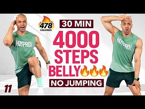 30 MIN 4000 Steps BELLY BURN 🔥 Walking Workout | Standing Abs - WALK Day 11