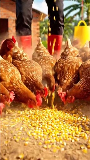 Golden Rain! 🌽✨ Satisfying Chicken Feeding Time