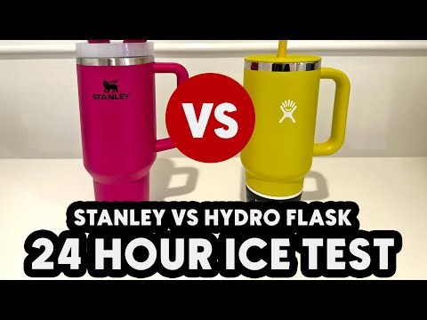 24 HOUR ICE TEST Stanley vs Hydro Flask (and Leak Test)
