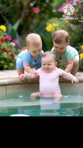 “Baby Safety Alert 👶💦 | Two Kids Helping a Crying Baby Near the Pool”