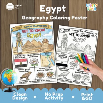 Egypt Country Study Geography Coloring Page Worksheet Activity | Africa