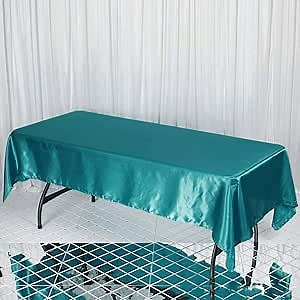Efavormart Rectangle Satin Tablecloth, 60"x102" Smooth Oblong Washable Table Cloth, Decorative Silky Fabric Table Cover for Wedding, Party, Banquet- Turquoise