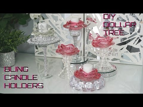 DIY DOLLAR TREE | BLING GLAM CANDLE HOLDERS | DIY NEW GLAM ROOM\\HOME DECOR IDEAS 2018 | PETALISBLESS