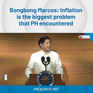 2.2K views · 65 reactions | WATCH: President Ferdinand Marcos Jr. opened his second State of the Nation Address (Sona) by pointing to the biggest challenge he thought the country faced: Inflation. Read more: https://newsinfo.inquirer.net/1806461/bongbong-marcos-inflation-is-the-biggest-problem-that-ph-encountered#ixzz88Mx16erc | INQUIRER.net | Facebook