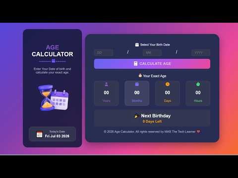 Build an Age Calculator with HTML, CSS & JavaScript | Beginner Project