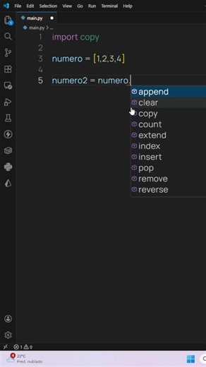 Clone Arrays em Python em 60s 🐍⚡ #shorts #python #pythonprogramming