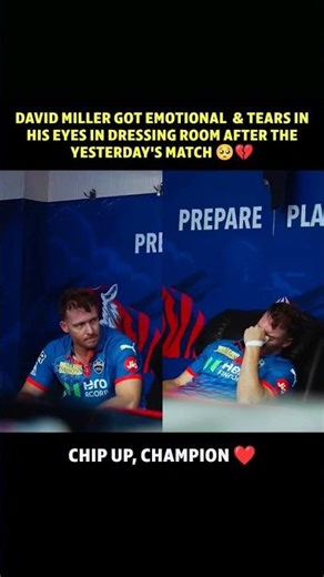This image shows South African cricketer David Miller visibly emotional in the dressing room after
